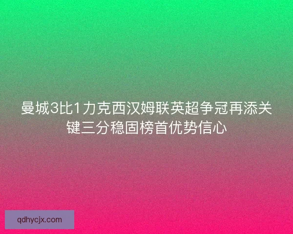 曼城3比1力克西汉姆联英超争冠再添关键三分稳固榜首优势信心
