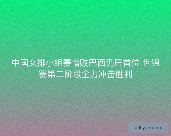 中国女排小组赛惜败巴西仍居首位 世锦赛第二阶段全力冲击胜利