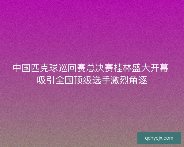 中国匹克球巡回赛总决赛桂林盛大开幕 吸引全国顶级选手激烈角逐